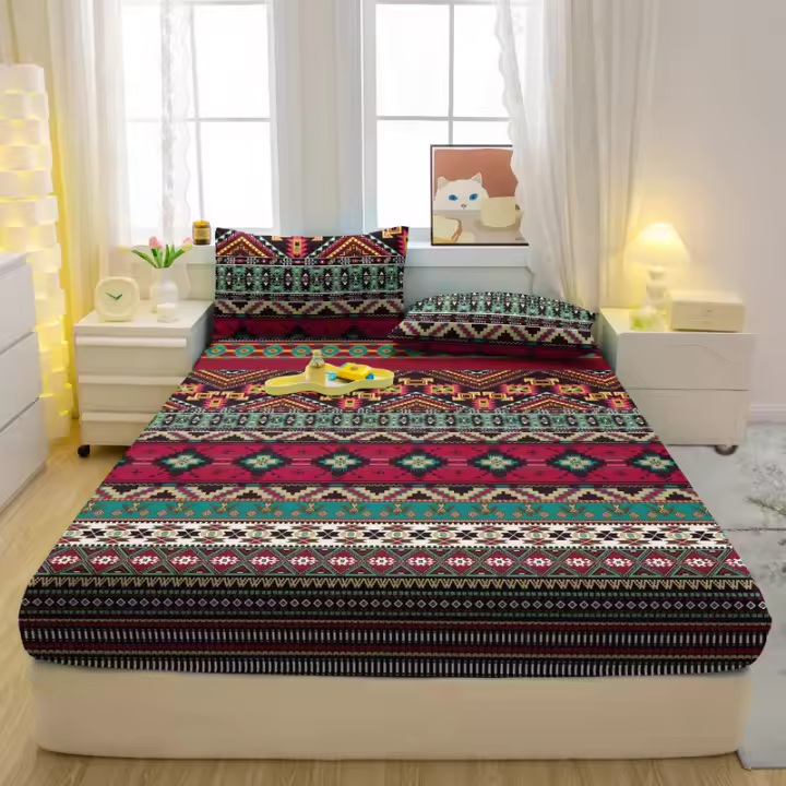 Juego De Sábanas Modernas Y Bohemias Mate 3 Piezas Cubierta De Cama Impresión Estilo Minimalista Poliéster 100% Quiltado - 1