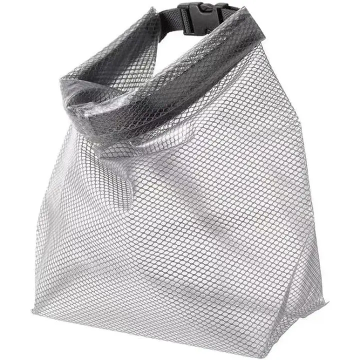 Bolsa de viaje plegable de malla de PEVA, neceser transparente de alta capacidad con cierre a presión, bolso de mano impermeable para cosméticos, práctico cierre a presión (grande) - 1