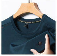 Camiseta De Hombre De Marca Alta Con Estampado De Letras Verano Nuevo Ice Silk Casual O-Neck Sin Costuras Transpirable Para Uso Diario - details 1
