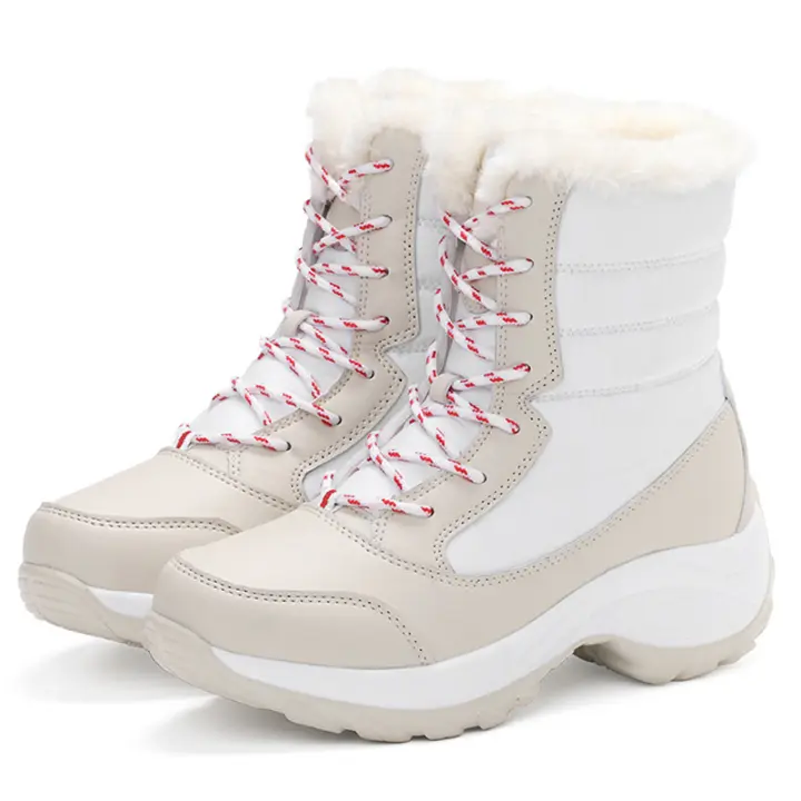Botas De Nieve Para Mujer Con Plataforma Antideslizantes Botines De Invierno Con Pelo Cálido Hasta La Rodilla Impermeables Con Tacón Medio - 1