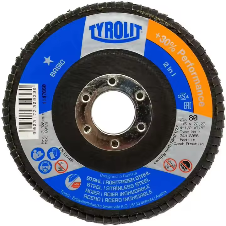 Tyrolit Disco de Laminas para Acero y Acero Inoxidable 115x22,2 ZA80QB - 1