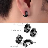 Pares de Pendientes de acero Inoxidable para Hombres, 8 mm de acero Inoxidable Clip Pendientes de Esmalte Piercing Ear Bisel Redondo - details 2