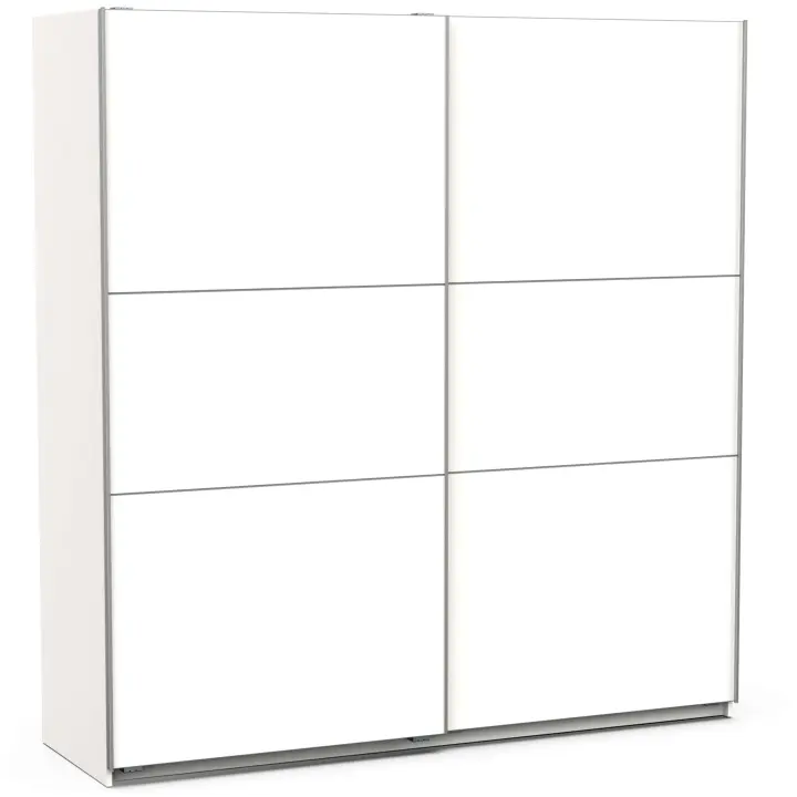 Armario Moderno Dormitorio Con 2 Puertas Correderas y Barra para Perchas en Blanco Mate 203x195 cm - 1