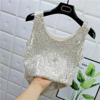 Chaleco De Noche Con Lentejuelas Para Mujer Estilo De Calle Blanca Brillante Poliéster Talla Regular Top De Verano 2022 - details 31
