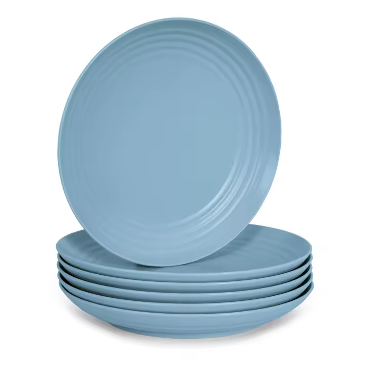 Plastic Forte - Juego de 6 Platos Classic Llanos 25 cm Reutilizables. Ideal Fiestas. Azul - 1