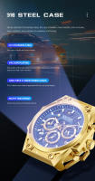 Reloj De Pulsera De Lujo Para Hombres MEGIR De Acero Inoxidable Con Calendario Y Luz Aérea Cronógrafo Resistente Al Agua Reloj De Moda Casual - details 7