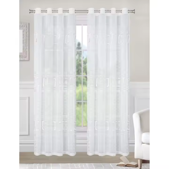 STARLEY- Cortina para Ventana Dormitorio Translúcidas Visillos Paneles para Ventanas Sala para Niños Sala Comedor 1 Piezas 150×260cm Blanco - 1