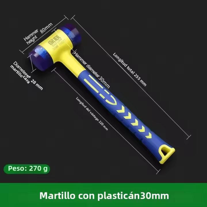 Martillo De Goma Doble Cabeza Con Mango Antideslizante Herramienta DIY Para Instalación Y Reparación De Madera Multifuncional - 1