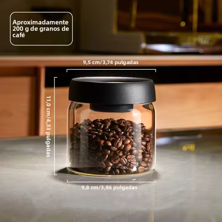 Juego De Almacenamiento De Alimentos De Vidrio Transparente Con Tanque De Café En Polvo Aireado Y Hidratación a Prueba De Vuelco Para El Hogar - 1
