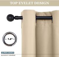 Cortinas opacas cortas para salón, una pieza con ojales, cortinas aislantes térmicas para ventanas de cocina y comedor, 132x137 cm (ancho x alto), color beige - details 2
