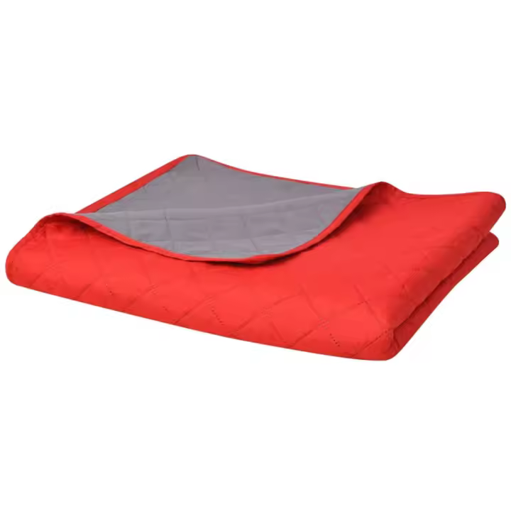 Cubrecama acolchado doble cara 220x240 cm rojo y gris - 1