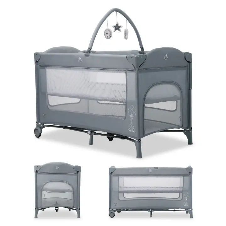 Asalvo Cuna de Viaje de Colecho Together – 2 en 1 con Lateral Abatible, Doble Altura, Gatera, Base Acolchada, Ruedas con Freno y Bolsa de Transporte - 1