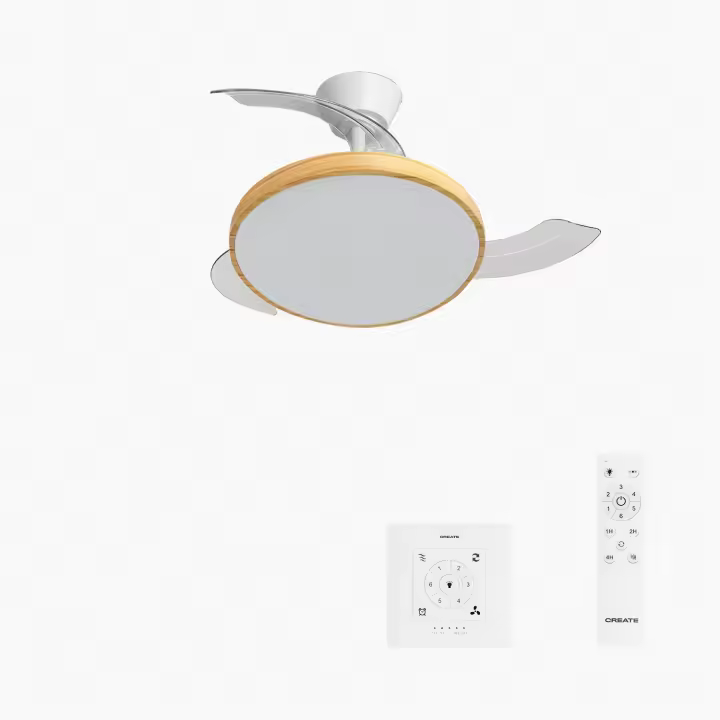CREATE - Ventilador de techo 40W silencioso aspas retráctiles con luz LED, con Luz, tamaño Ø91cm o Ø108 cm - WIND CLEAR STUDIO - 1