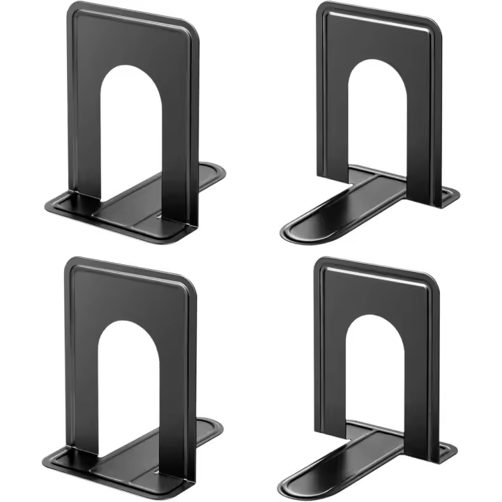 Libro universal para estantes, libro antideslizante, 6" 4.6" x 6", negro (2 pares/4 piezas, grande) - 1