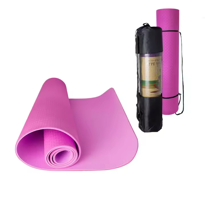 Ociodual Esterilla Yoga antideslizante con Correa de hombro y Bolsa de Transporte, Pilates, Fitness, Yoga mat, TPE Ecológico + Algodón, Colchoneta gimnasia, Rosa/Rosa Claro, 183cm X61cm X6mm - 1