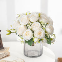 Flores Artificiales De Seda Blanca Peonía Para Decoración De Hogar Vaso Navidad Boda Fiesta Accesorios De Aro De Navidad - details 12