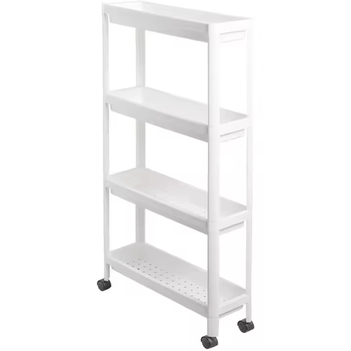 Carrito de almacenamiento delgado con ruedas de 3/4 niveles, para uso general, organizador de estanterías de almacenamiento móvil deslizante para cocina, baño, lavandería, dormitorio, lugares estrechos - 1