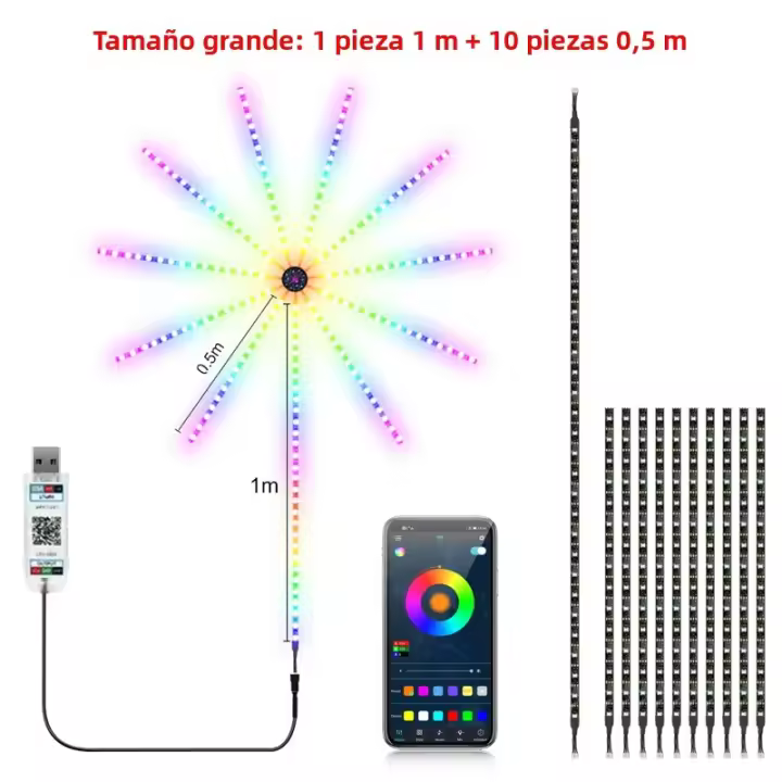 Tiras LED RGBIC De Fuego Con Control Bluetooth APP Y Sincronización Con Música Para Decoración De Paredes Y Fiestas DC5V USB Dream Color - 1