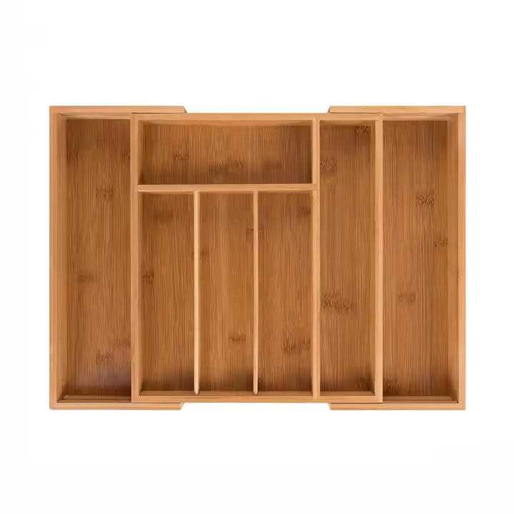 Organizador de Cubiertos para Cocina, cajón de Bambu - 1