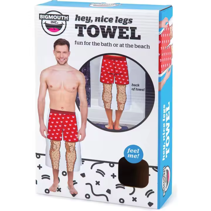 Big Mouth - Toalla divertida para bromas Playa Piscina Baño Hey Piernas Bonitas, 100% algodón, Multicolor, 70 x 137 x 1 cm - 1