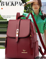 Mochila De Cuero Para Mujer Estilo Vintage Casual Día Escuela Saco a Dos Negro Lujoso Con Bolsillo Exterior Y Cremallera Cierre - details 0