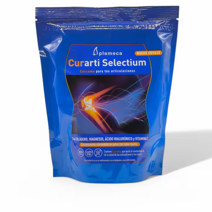Curarti Selectium 300gr Plameca, Colágeno, Magnesio, Ácido Hialurónico, Vitamina C, Trans-resveratrol y Cúrcuma, Huesos y Articulaciones, Sabor neutro. Sistema articular, cabello, piel, uñas. - 1
