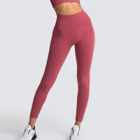 Leggings De Yoga Sin Costuras Para Mujer Levantador De Glúteos Deportivos De Fitness Y Gimnasio Pantalones De Running Terciopelo De Nylon De Cintura Elástica - details 5