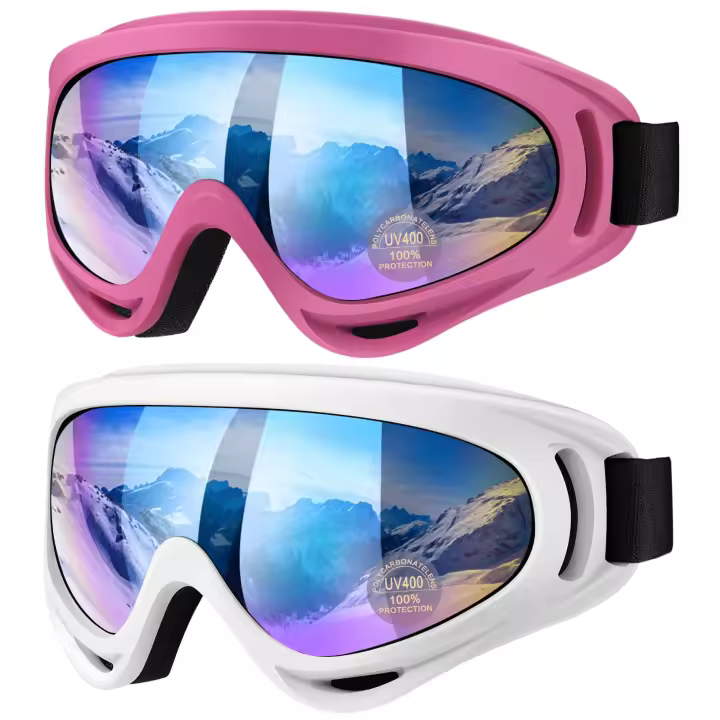 Juego de 2 gafas de esquí y snowboard para hombre y mujer, niños, niños y niñas, jóvenes, antideslumbrantes, antivaho. - 1