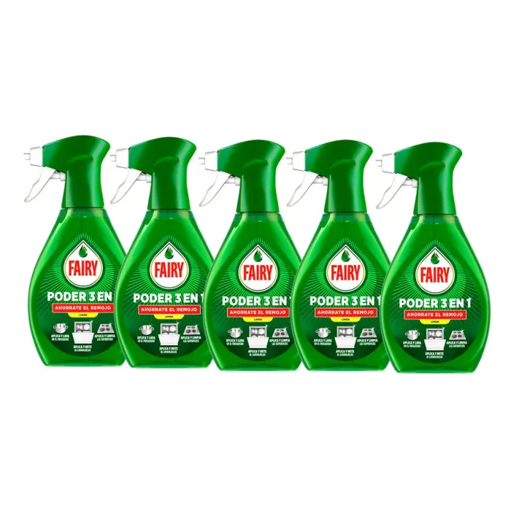 Fairy | Poder Sin Remojo Limón Spray , Spray de Pre-Tratamiento Para Vajilla Y Cocina, Eficaz Con El 100 % De La Grasa, Antigrasa, Spray Desengrasante, Limpieza Rápida Y Sin Esfuerzo, 5x500ml - 1