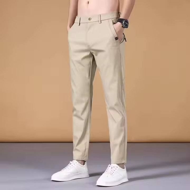 Pantalones De Traje Para Hombre Verano Delgados De Largo Completo Estilo Coreano Moda Casual Popular Pantalones Rectos Para Uso Diario - 1