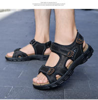 Sandalias De Cuero Genuino Para Hombre Verano Zapatillas De Playa Y Senderismo Antideslizantes Y Resistentes Al Desgaste Suaves De Goma Para Exterior - details 18