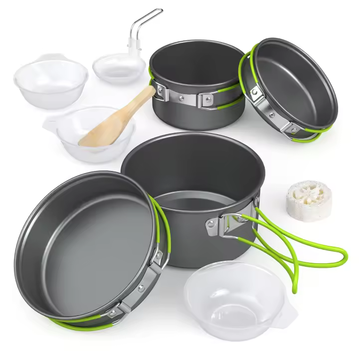 Juego De Cocina Para Camping Aluminio Portátil Utensilios De Mesa Al Aire Libre Set De Cocina BBQ Picnic Equipamiento Con Olla Taza Y Platos - 1