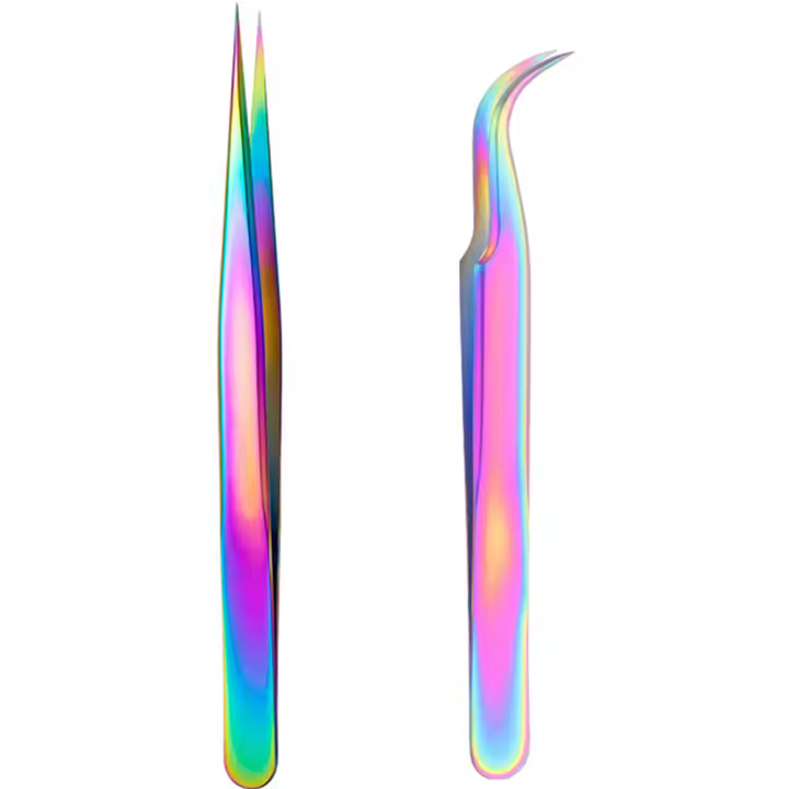 2PCS Pinzas De Pestañas De Acero Inoxidable De Precisión Alta Herramientas De Maquillaje Especiales Para Transplante De Pestañas Hermosas - 1