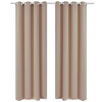vidaXL Cortinas Opacas 2 Piezas con Ojales de Metal 135x175cm Decoración Color Crema,  Gris,  Marrón y mas - details 0