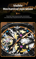 Reloj Mecánico Automático Para Hombre OUPINKE 3196 Acero Inoxidable Negro Luminoso Y Resistente Al Agua De 50M Con Esfera Skeleton Y Correa De Acero Inoxidable - details 5