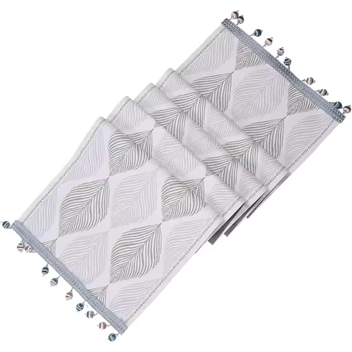 Camino de mesa gris, camino de mesa de lino y algodón, caminos de mesa de bordado rústico para mesa de comedor, restaurante, decoración, 14 x 71 pulgadas - 1