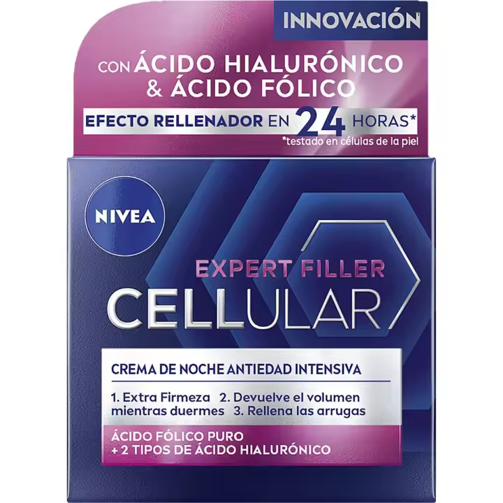 NIVEA Expert Filler Cellular Crema de Noche Antiedad Intensiva 50 Ml con ácido Fólico Puro y ácido Hialurónico - 1