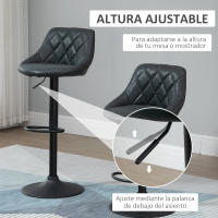 HOMCOM Conjunto de 2 Taburetes de Bar Giratorios con Altura Regulable Sillas Altas Modernas de Comedor con Base Redonda y Reposapiés 46x48x83-104 cm - details 3