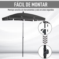 Outsunny Sombrilla Rectangular de Jardín 198x130x240 cm Parasol de Aluminio con Función de Inclinación para Terraza Patio Exterior - details 4