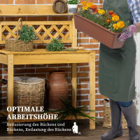 Mesa de plantación Mesa de jardinero con tablero extensible y fregadero de Maple inoxidable, 2 compartimientos de almacenamiento, Madera, marron, 92x45x120cm - details 0