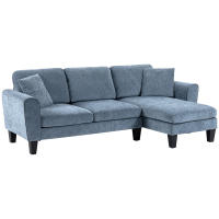 HOMCOM Sofá Chaise Lounge Sofá Esquinero Sofá de Salón Reversible en Forma de L con 2 Almohadas Carga 200 kg 230x138x87 cm Azul Oscuro - details 0