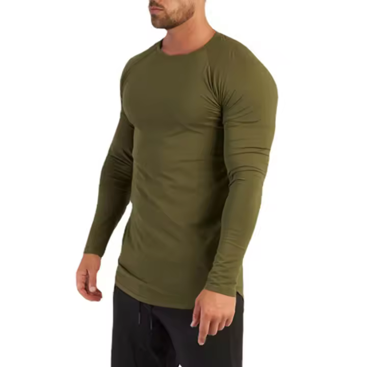 Camiseta De Manga Larga De Algodón Para Hombre Moda Otoño Camiseta Deportiva Casual Para Gimnasio Y Bodybuilding Tops Masculinos - 1