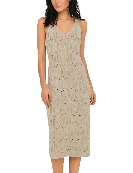 Vestido Only Mea midi beige punto sin mangas para mujer - 1