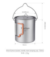 Taza De Camping Tiartisan De Titanio Puro Con Mango Colapsable De Silicona Ultraligera Portátil Para Té Y Café 450ml/750ml - details 10