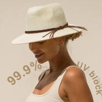 Sombrero De Paja Panamá Ancho Para Hombres Y Mujeres Protección Solar Verano Playa Sombrero De Paja UPF Con Protección UV - details 1