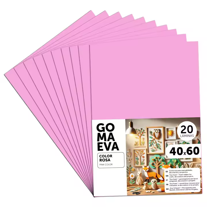Goma Eva para Manualidades, Goma Espuma de Colores para Proyectos Creativos, Ideales para Artes y Manualidades, uso Escolar, Profesional o Artístico 40x60cm - m-office (Rosa, 20 uds) - 1