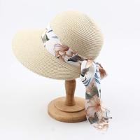 Sombrero de paja de Ala Ancha para mujer with floral y Protección UV para el verano - details 0