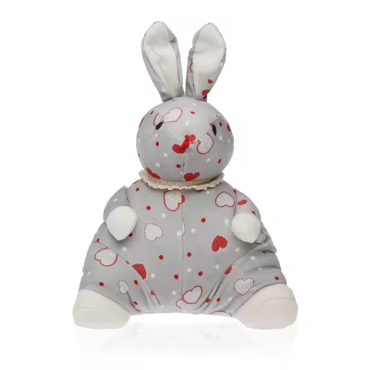Sujeta Puertas Ávalon Conejo Gris Corazones Rojos  (26x14x37cm) - 1