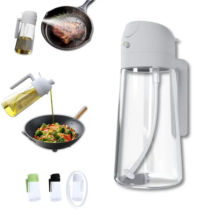 Botella De Aceite 2 En 1 Con Rojellador Recargable Y Sellado Para BBQ Cocina Hornear Herramientas De Cocina Ecológicas De Vidrio - 1