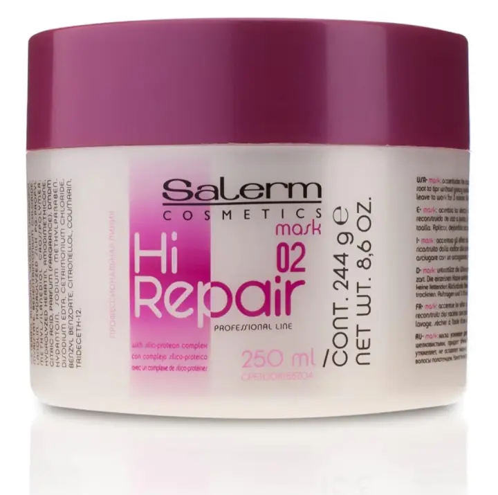 Salerm Hi Repair 02 Hair Mask 250ml – Mascarilla Reparadora Intensiva Cabello Dañado Hidratación Profunda Brillo Suavidad Salerm Tratamiento - 1